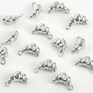 Polished silver croissant charms with hanging rings for DIY jewelry making sets