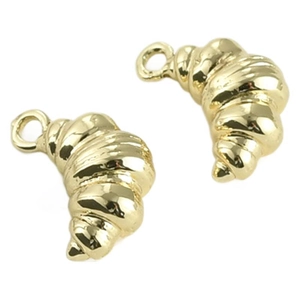 Pair of 14K gold plated croissant charms for DIY necklace and bracelet jewelry making