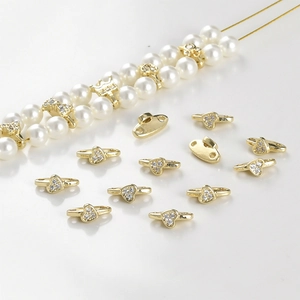 14k vergoldete Herz-Zwischenperle mit Zirkonia für DIY-Perlenschmuck-Herstellung