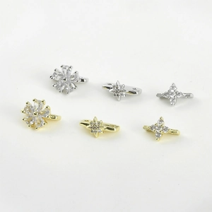 14k vergoldete Stern- und Schneeflocken-Zirkonia-Abstandshalter für DIY-Schmuck