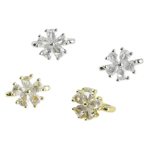 14k vergoldete fünfblättrige Blumenperlen mit Zirkonia in Gold und Silber für DIY-Schmuck