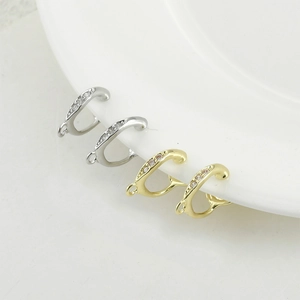 Clip per orecchie a C placcate in oro 14k e argento con zirconi per gioielli fai da te