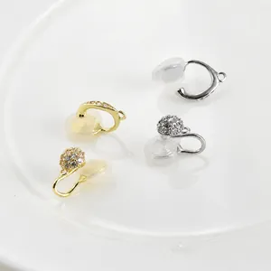 Convertitori per orecchini a clip a U con zirconi e cuscinetti in silicone in oro e argento