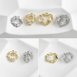 Kupfer Schleife Kranz Herz Schmetterling Zirkon Eingelegt DIY Schmuck Anhänger Gold Silber Plattiert Elegant Romantisch Damen Zubehör