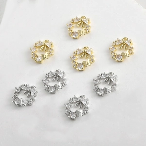Detail von 14k vergoldeten Schleifen-Kranz Anhängern mit Zirkon für DIY-Schmuck