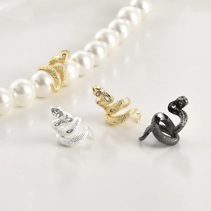 14k gold plated snake charms in gold, silver, and black with sparkling zircons for DIY jewelry
