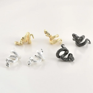 14k gold plated snake charms in gold silver and black with cubic zirconia for jewelry making
