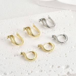 Créoles de Boucles d'Oreilles Cobra en Cuivre DIY Accessoires de Bijoux Avec Yeux en Strass et Perle Artificielle