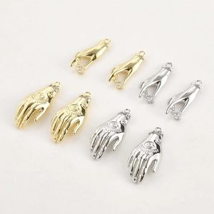 Copper Zirconia Hamsa Hand Evil Eye Gesture Pendant Charm For DIY Jewelry Making Necklaces Bracelets Earrings Gold Silver Accessories
