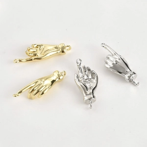 14k gold plated hand palm connector pendants for DIY jewelry making in gold and silver