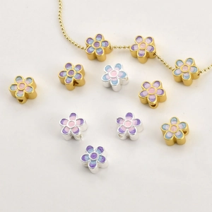 Gradient floral spacer beads in 18k gold plated finish for DIY jewelry making