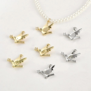 Pendentif Colombe de la Paix en Cuivre Plaqué Or 14k Avec Zirconia pour DIY Collier Bracelet Boucles d'Oreilles Bijouterie