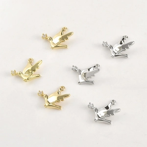 Pendentifs de colombe plaqués or 14k avec zircon pour la création de bijoux DIY