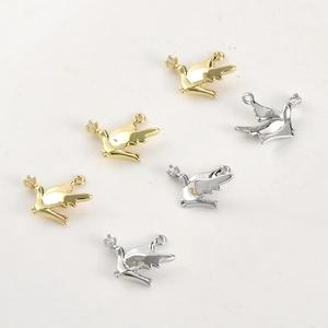 Pendentifs oiseaux en or et argent sertis de zircon pour la création de bijoux