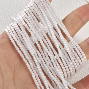 Stränge aus 2mm weißen Katzenauge-Rundperlen mit Seidenglanz für DIY-Schmuckherstellung