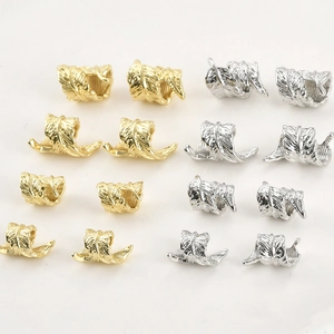 Copper Feather Leaf Spacer Beads 14k Gold White K Plated Large Hole Beads For DIY Jewelry Making Bracelet Necklace Accessories