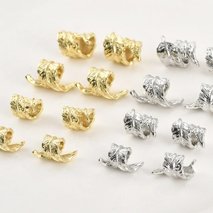 14k gold and silver plated feather charm beads for DIY bracelet and jewelry making