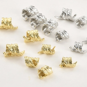 14k gold plated feather leaf charm beads for DIY jewelry making in gold and silver