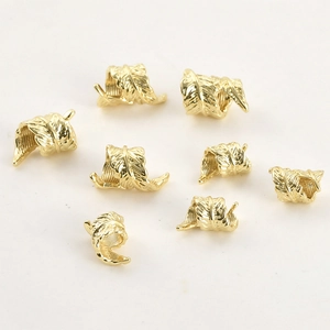 Set of 14k gold plated feather leaf spacer beads for DIY jewelry bracelet making