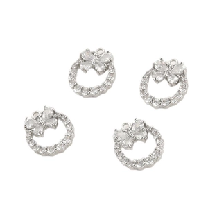 14k gold-plated silver butterfly wreath charms with clear zircon inlay for jewelry making