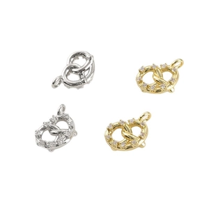 Pendentifs cœur torsadés plaqués or 14k et zircone pour la création de bijoux DIY