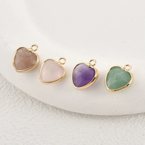 Natural heart crystal pendants with gold-plated edges for DIY jewelry making