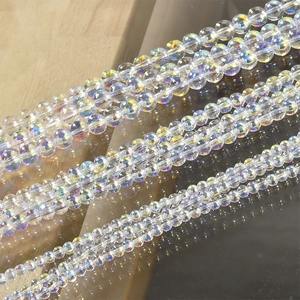 Iridescent crystal glass bubble beads for DIY jewelry making in multiple sizes