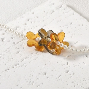 Handmade glass five-petal flower beads and pearls for DIY jewelry making and craft design