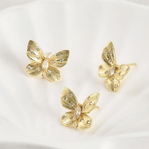 14k vergulde vlinderhangers met zirkonia steentjes en ophanglussen voor DIY sieraden maken