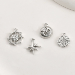 Copper 14k gold plated starburst pendants with sparkling cubic zirconia for DIY jewelry