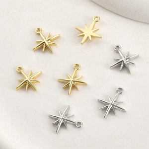 Star-shaped 14k gold plated copper charms with zircon for DIY jewelry making sets