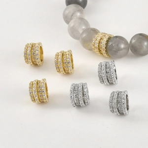 Perle distanziatrici placcate oro 14k con micro-zirconi per bracciali e collane fai da te