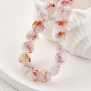 Handmade glass rose beads with colorful smudge effect for DIY jewelry crafting