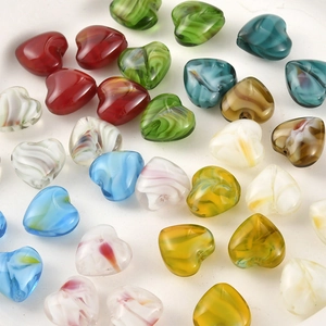 Handgemaakte Hartvormige Lampwork Glazen Kralen Gemarmerde Werveling Losse Kralen Voor DIY Sieraden Maken Armband Ketting Accessoires