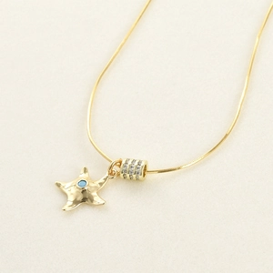 18k vergulde slangenketting met zeester hanger en blauwe steen inleg voor dames sieraden