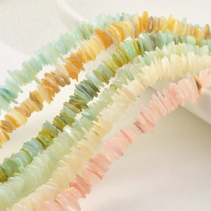 Cuentas de concha natural plana de colores para hacer joyas DIY collares y brazaletes