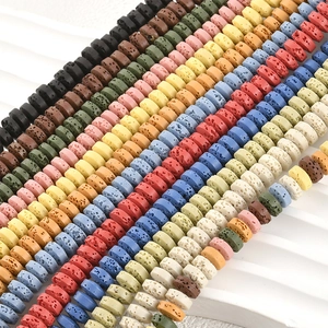 Natürliche Lavastein Rondelle Abstandsperlen Für DIY Schmuckherstellung Bunte Heishi Perlen Für Armband Halskette Handwerk Steinperlen