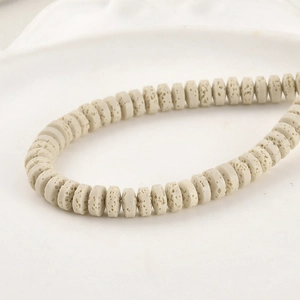 4x8mm beige Lavastein Perlen in Abakusform für DIY Schmuckherstellung Projekte