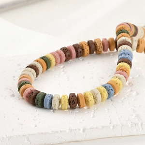Bunte 4x8mm poröse Vulkanstein-Scheibenperlen für handgemachten DIY-Schmuck