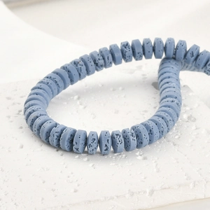 Hellblaue 4x8mm Lavastein-Radperlen für DIY handgemachte Armbänder und Halsketten