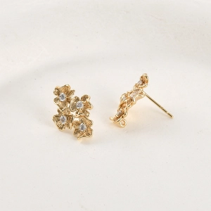 18k vergulde bloem oorknopjes met zirkonia en ophanglusje voor DIY sieraden maken