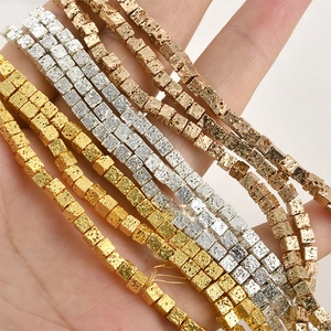 Lavatexturierte Metallwürfelperlen in Gold, Silber und Roségold für DIY-Schmuckherstellung