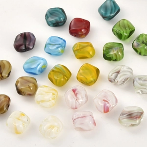 Colorful marble textured square glass beads for DIY jewelry making and handmade crafts