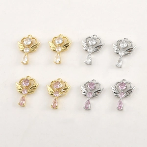Pendentif ailes d'ange et cœur en plaqué or 14k pour création de bijoux DIY