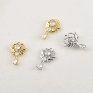 Pendentifs ailes d'ange et cœur plaqués or 14k avec zircon pour bijoux DIY