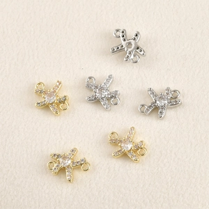Zeester sieraden connectoren met zirkonia in goud en zilver voor DIY-accessoires