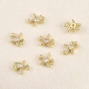 Detail van 14k vergulde zeester hangers met micro-geplaveide zirkoon voor DIY-sieraden