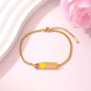 Goldenes Edelstahl-Armband mit buntem Emaille-Sternschnuppen-Design für Damen