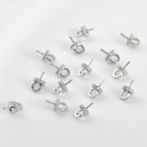 14k gold plated pearl bails with zircon accents for DIY jewelry making pendants