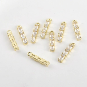 Detail of 14k gold plated bamboo zircon pendants for DIY jewelry making